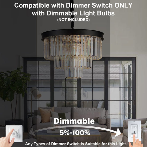 Luxware Chameleon Black Clear krystallysekrone 50 cm - luxware-dk.myshopify.com