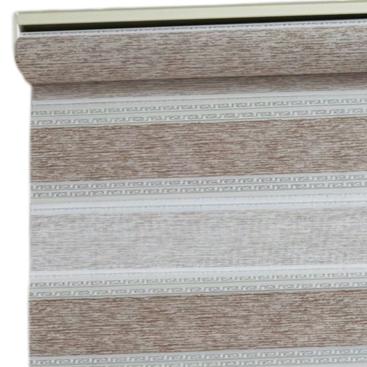 Dobbelt rullegardin i beige med fine, bløde linjer i cremefarve. bredde 100. Længde: 200 cm - Luxware DK