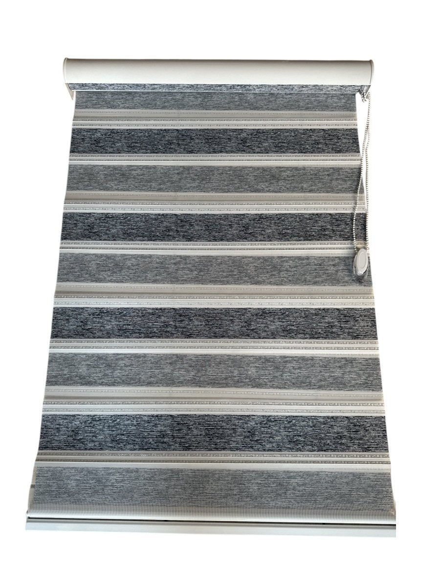 Dobbelt rullegardin m. kædetræk i Sort/Grå : bredde 80 cm. Længde: 220 cm - Luxware DK