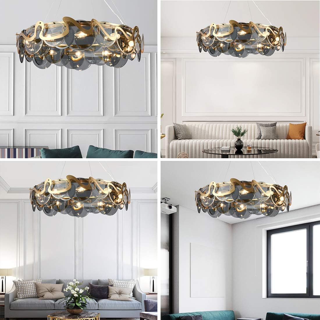 Glaslysekrone Luxware Dragon Skin Smokey Grey i Ø 80 cm. - Luxware DK