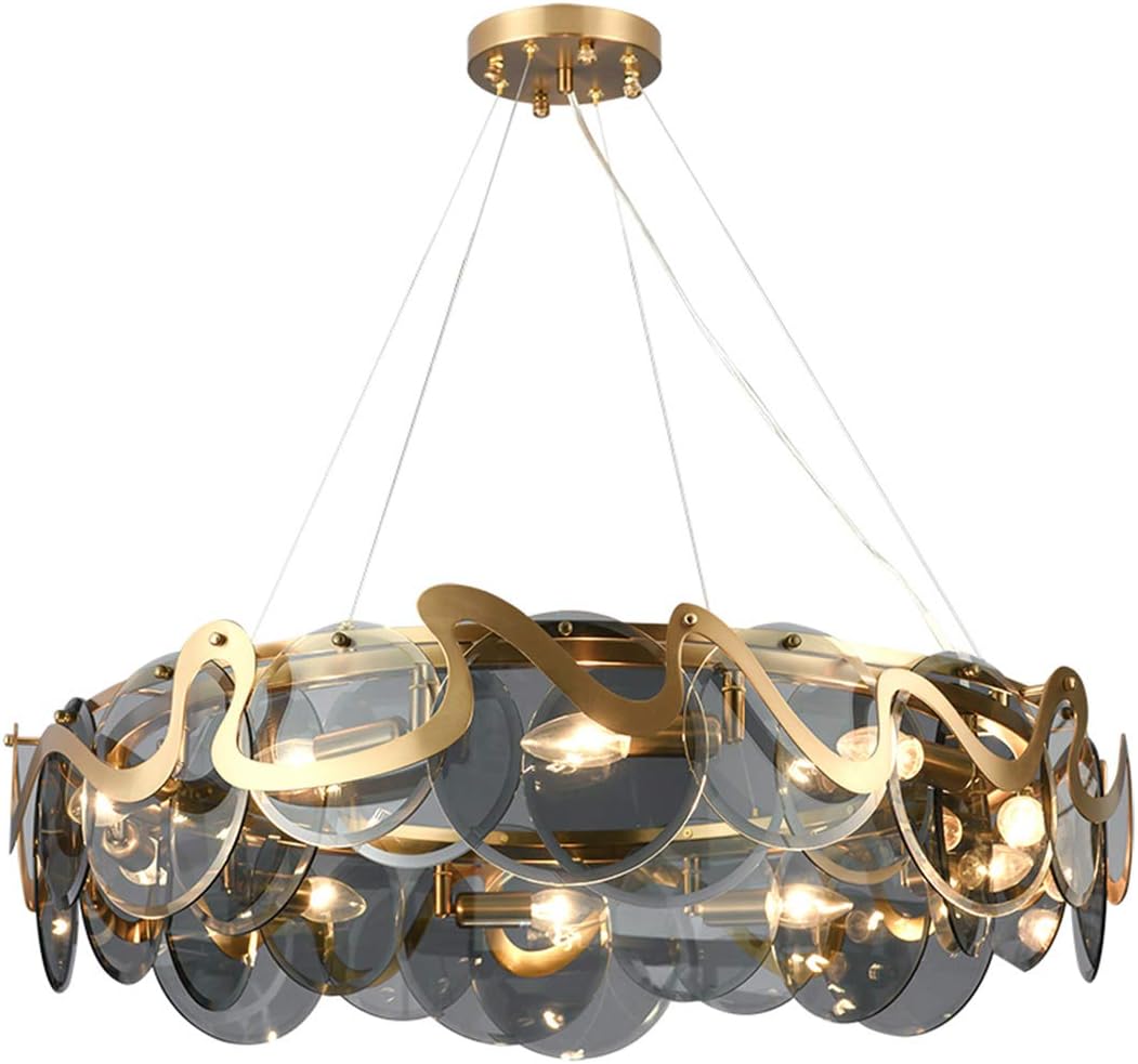 Glaslysekrone Luxware Dragon Skin Smokey Grey i Ø 80 cm. - Luxware DK