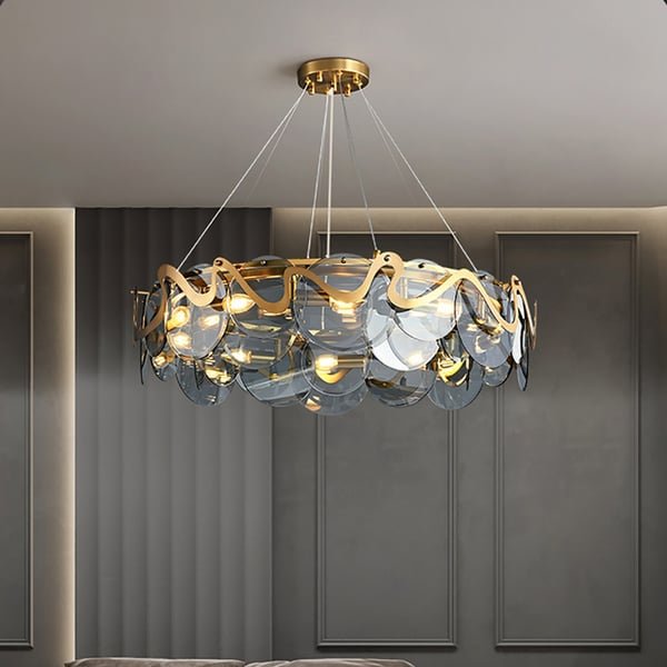Glaslysekrone Luxware Dragon Skin Smokey Grey i Ø 80 cm. - Luxware DK