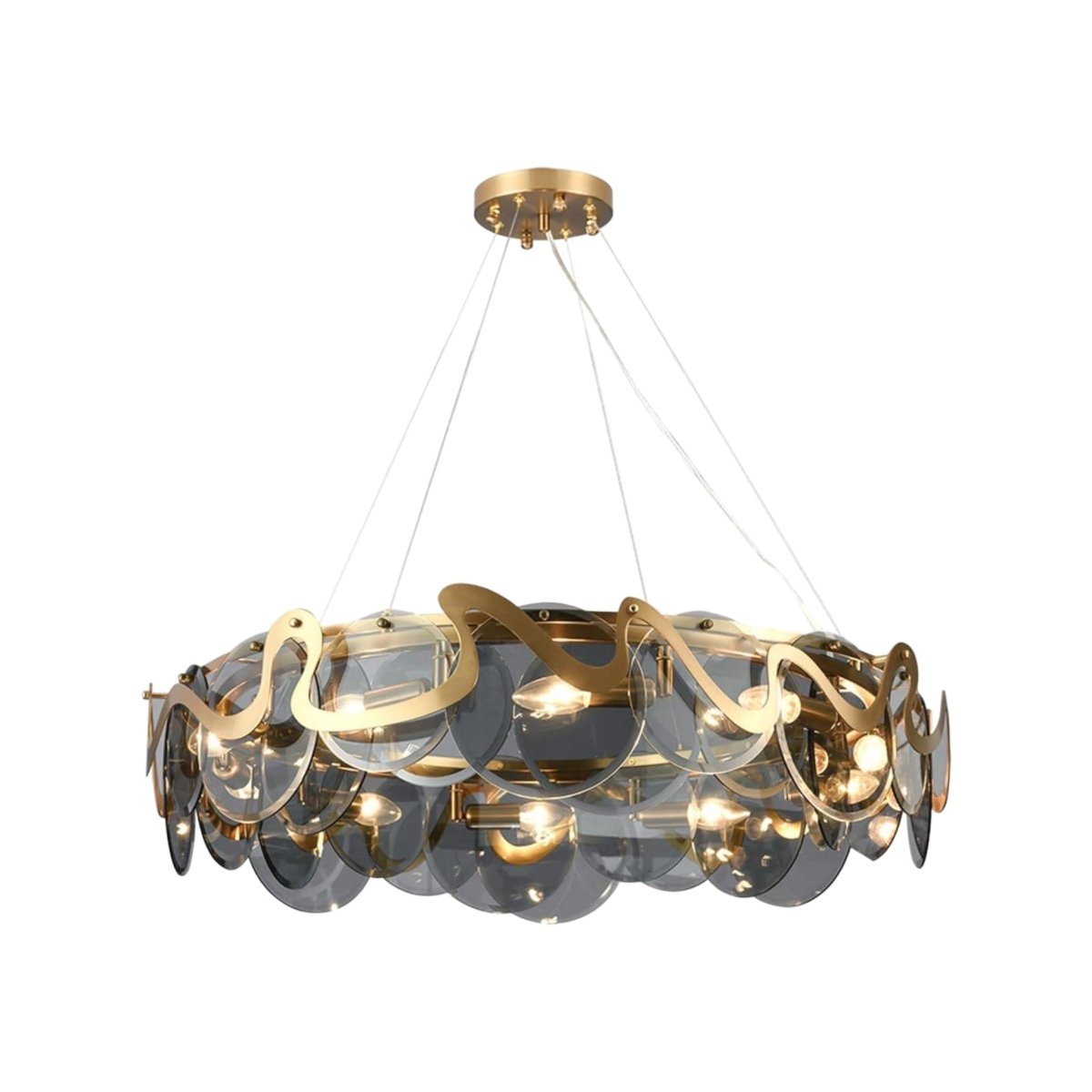 Glaslysekrone Luxware Dragon Skin Smokey Grey i Ø 80 cm. - Luxware DK