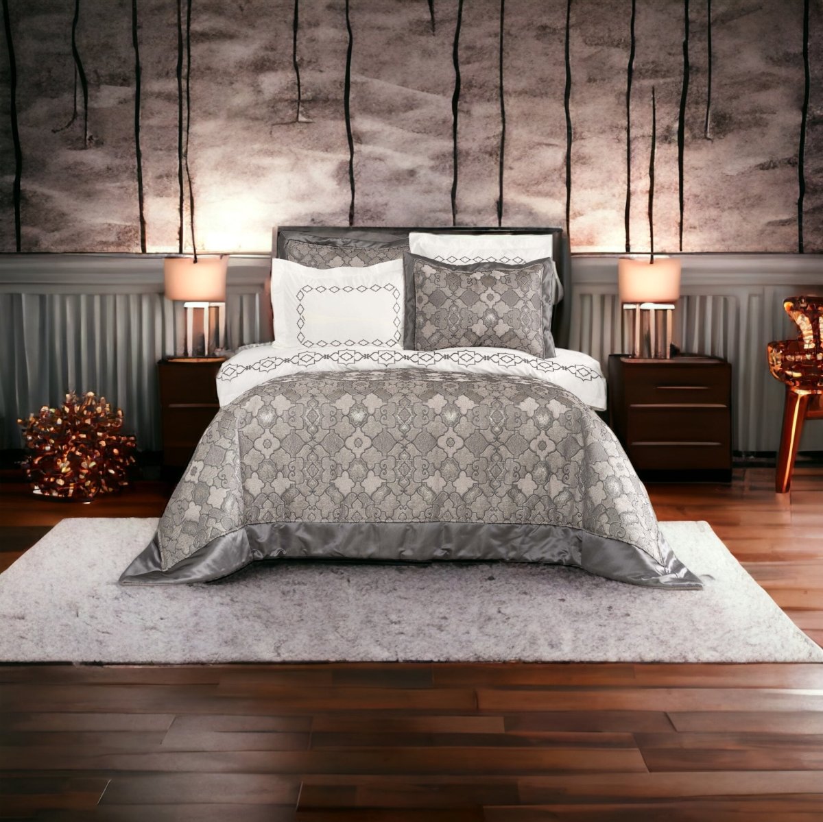 Karaca Home Vanessa Petrol 9 Dele Dobbelt sengesæt - Luxware DK