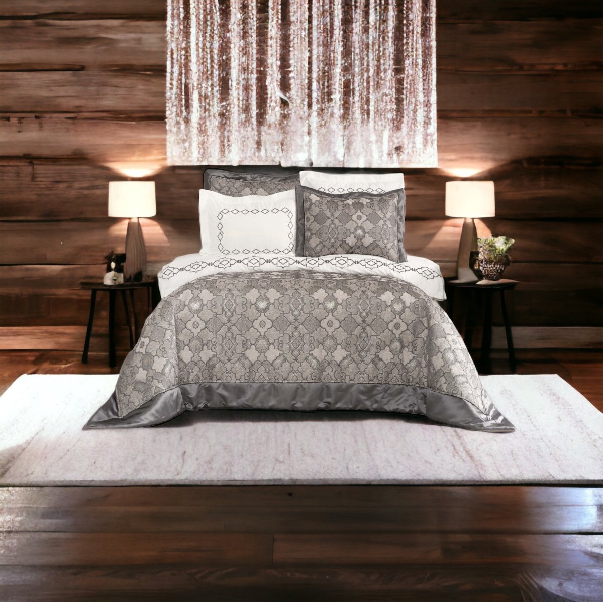 Karaca Home Vanessa Petrol 9 Dele Dobbelt sengesæt - Luxware DK