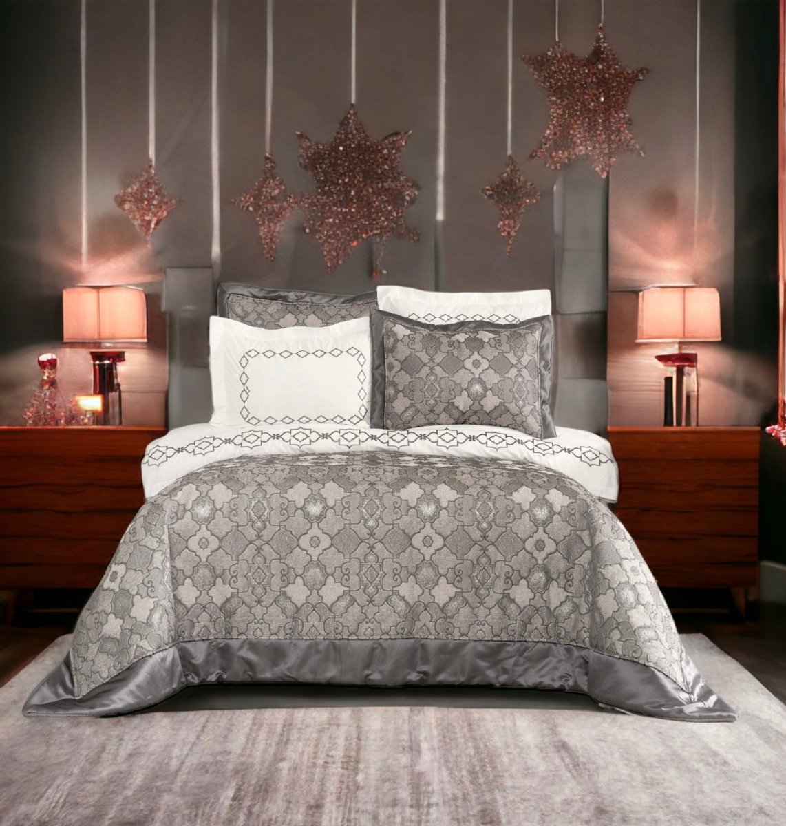 Karaca Home Vanessa Petrol 9 Dele Dobbelt sengesæt - Luxware DK