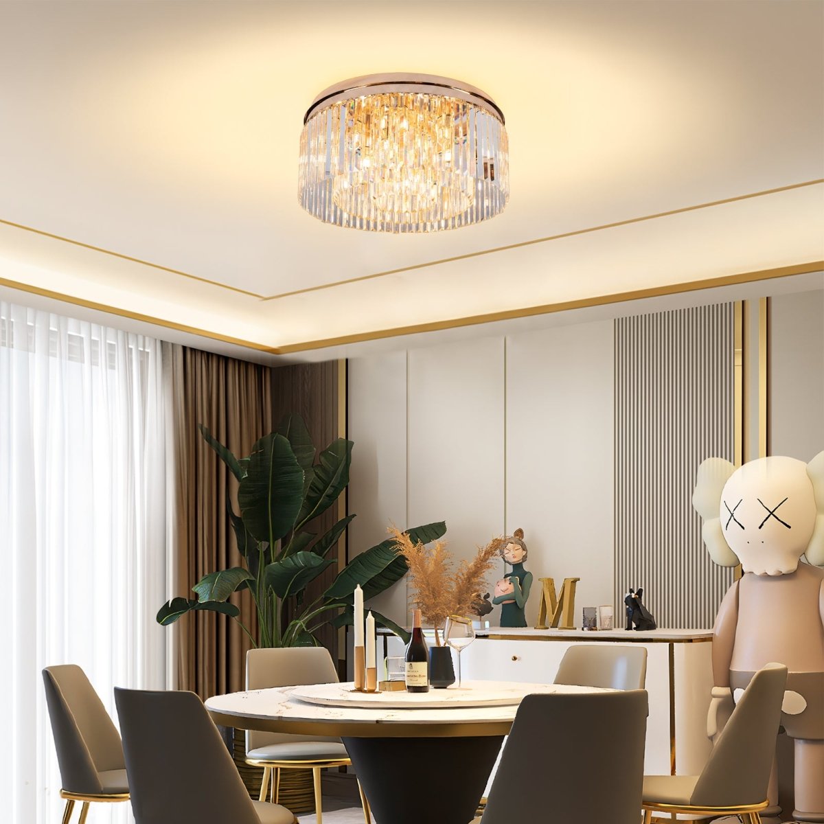 Krystal Loftlampe Luxware polaris Guld Krans m. Clear krystal Ø40X27 cm. - Luxware DK