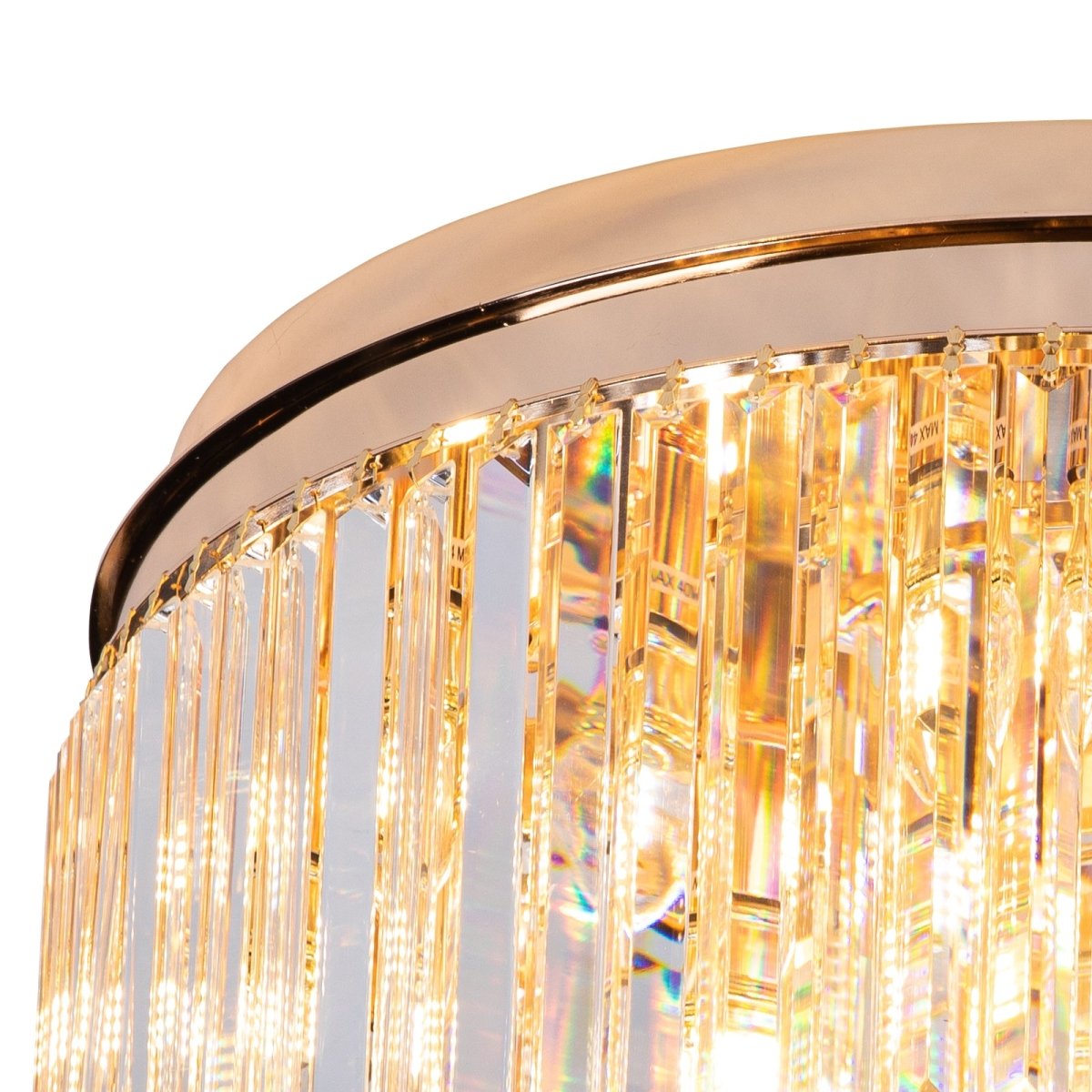 Krystal Loftlampe Luxware polaris Guld Krans m. Clear krystal Ø40X27 cm. - Luxware DK
