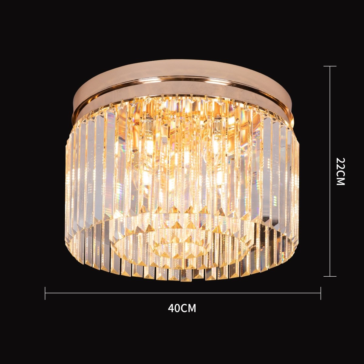 Krystal Loftlampe Luxware polaris Guld Krans m. Clear krystal Ø40X27 cm. - Luxware DK