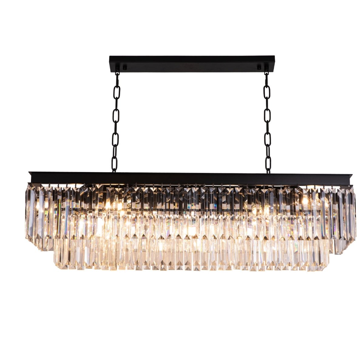 Krystal lysekron Luxware Polaris Sort krans m. klar krystal i 96x27 cm. - Luxware DK