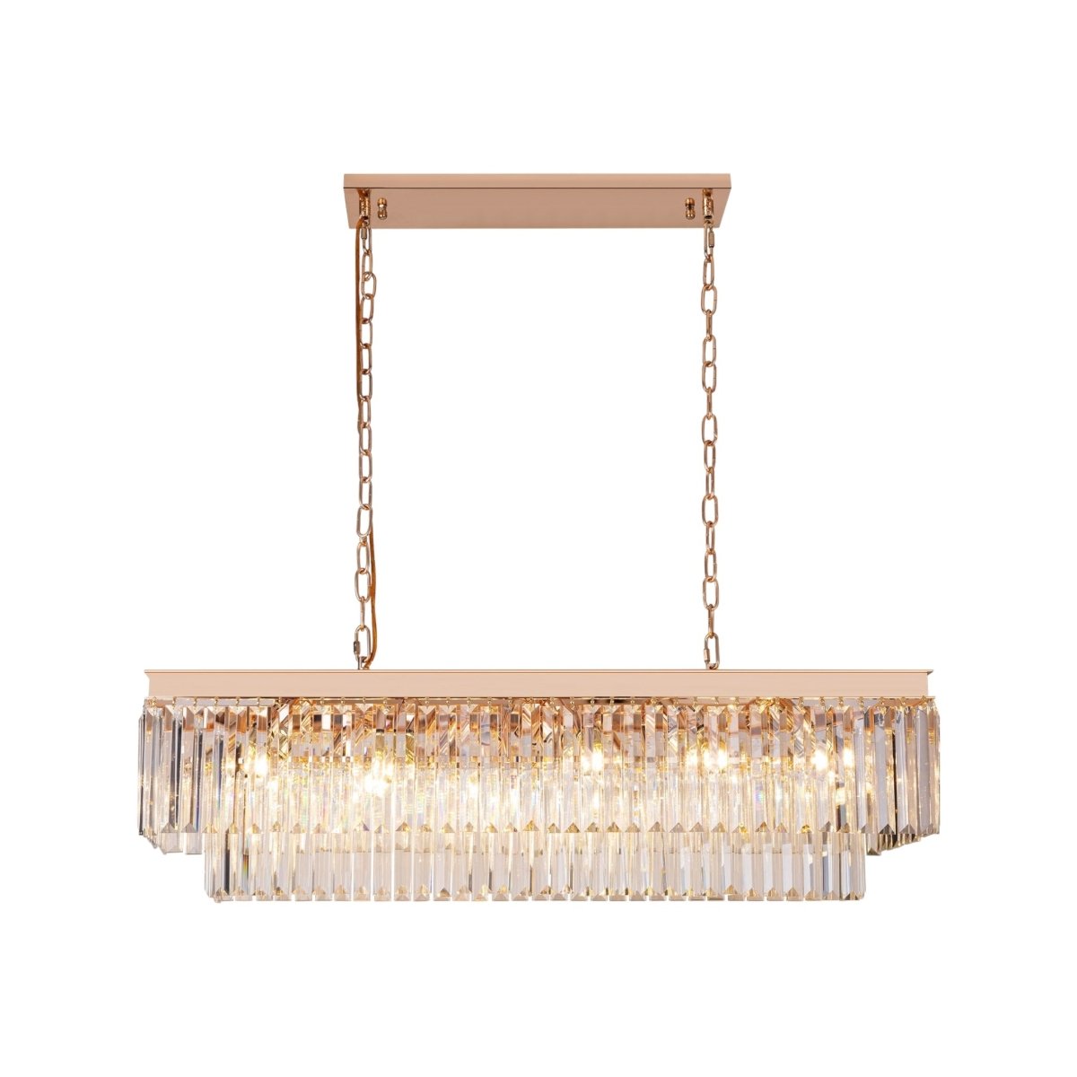 Krystal lysekrone Luxware Polaris Guld krans m. Clear krystal i 96x27 cm. - Luxware DK