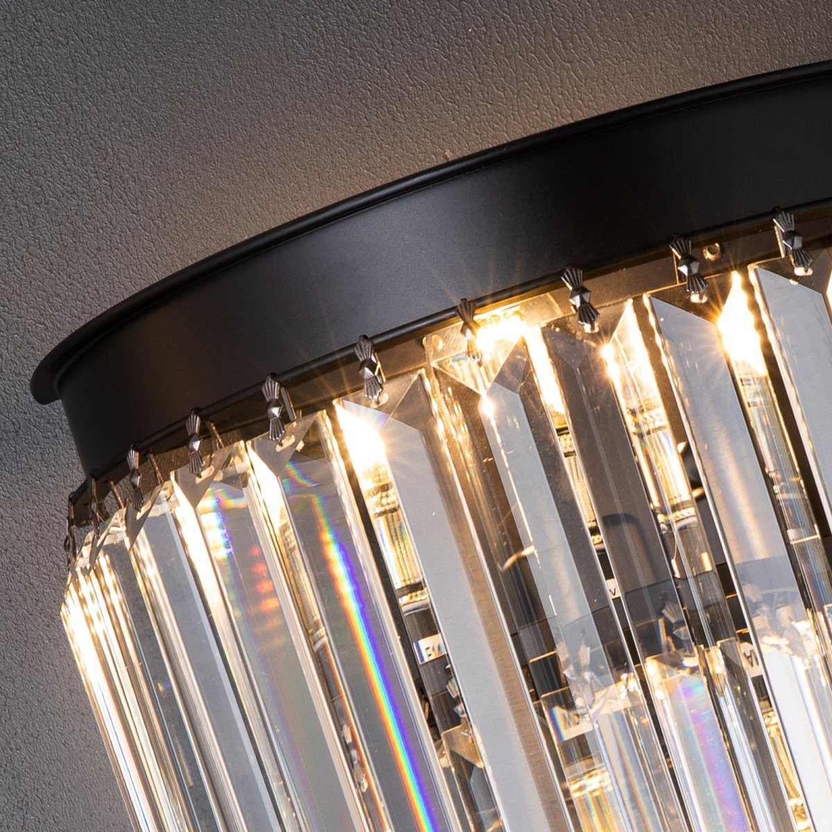 Krystal Væglampe Luxware Polaris Sort Krans m. Clear krystal 25x25 cm. - Luxware DK