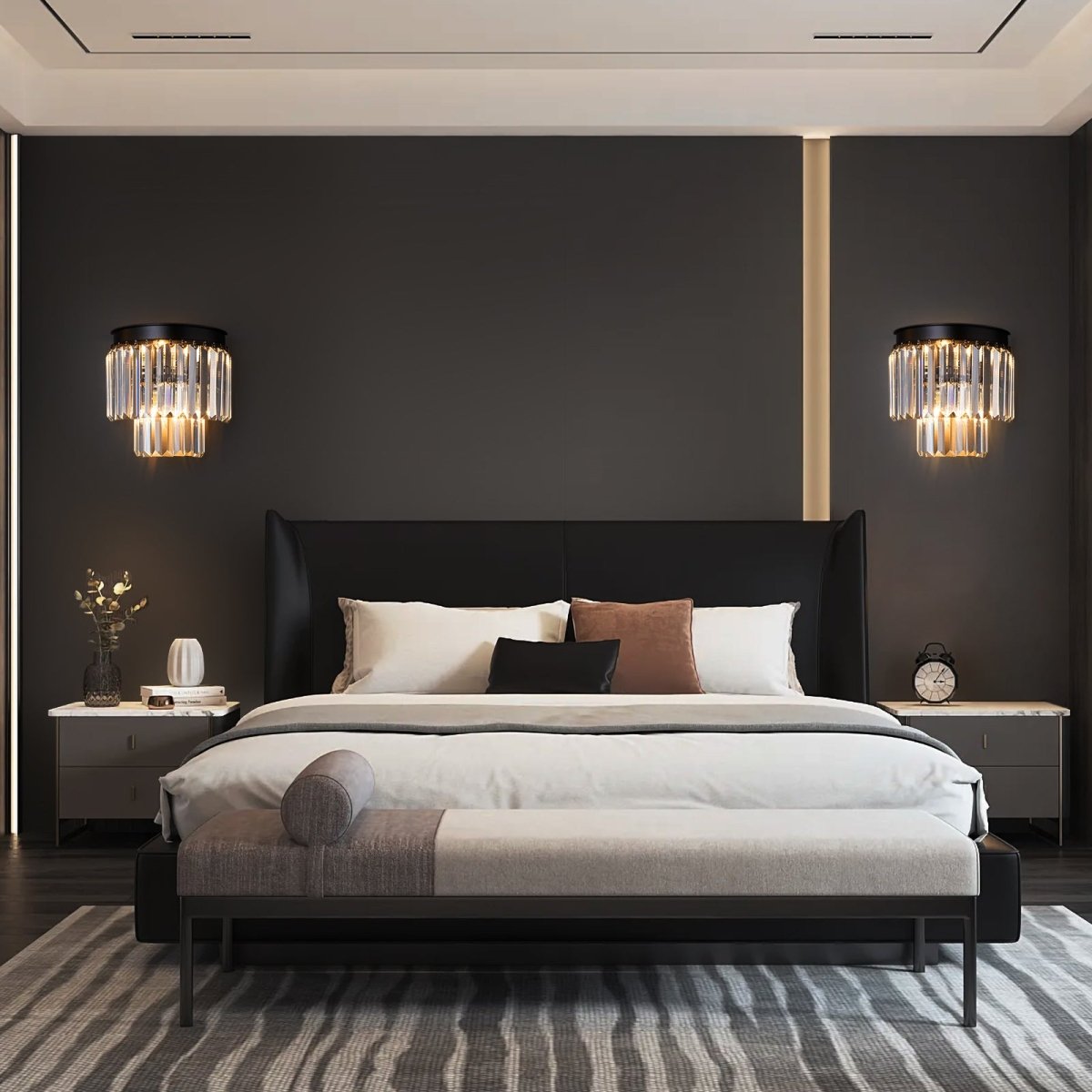 Krystal Væglampe Luxware Polaris Sort Krans m. Clear krystal 25x25 cm. - Luxware DK