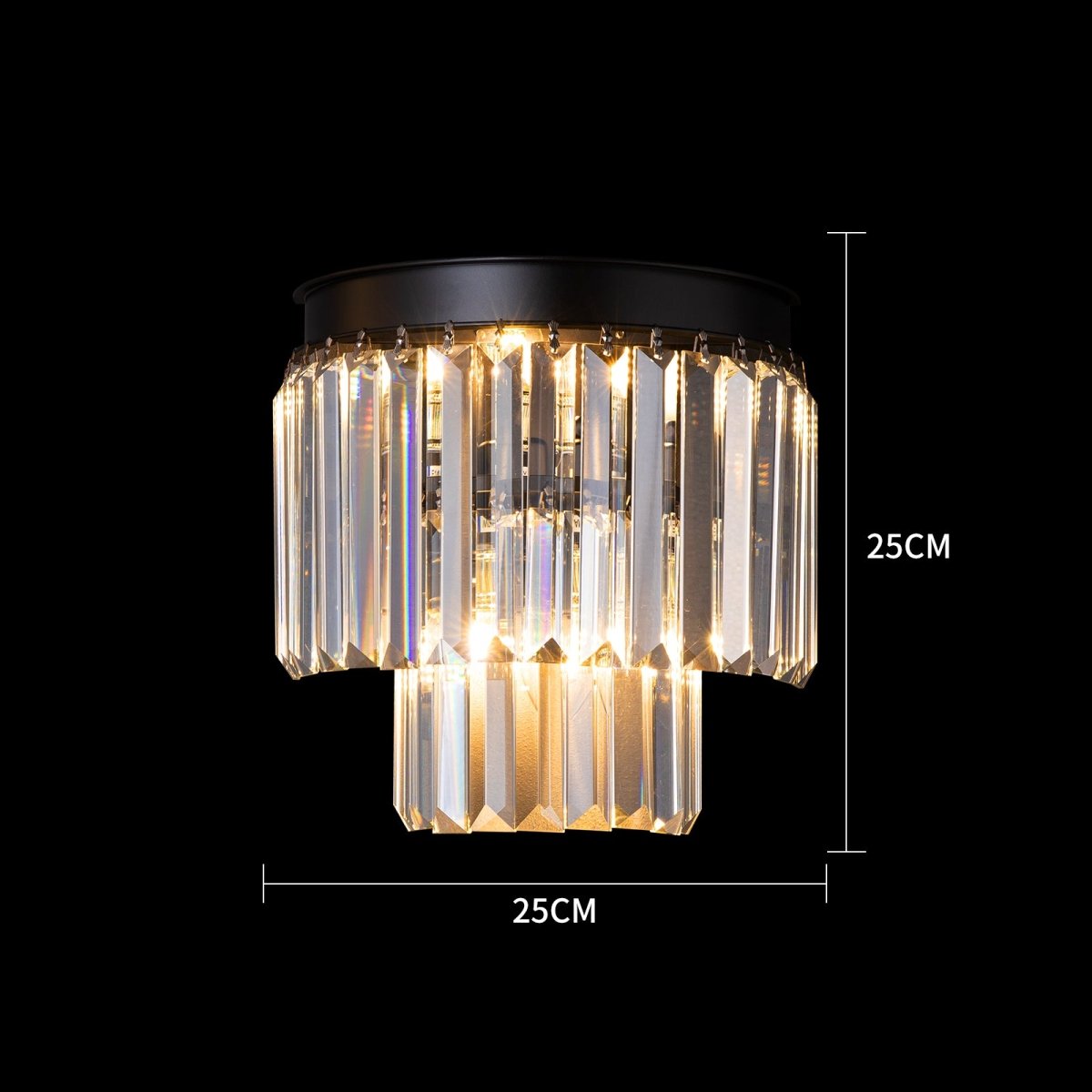 Krystal Væglampe Luxware Polaris Sort Krans m. Clear krystal 25x25 cm. - Luxware DK