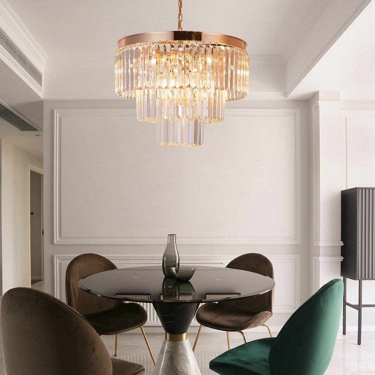 Lysekrone polaris Guld 3 - lags m.clear krystal i Ø30 cm. - Luxware DK