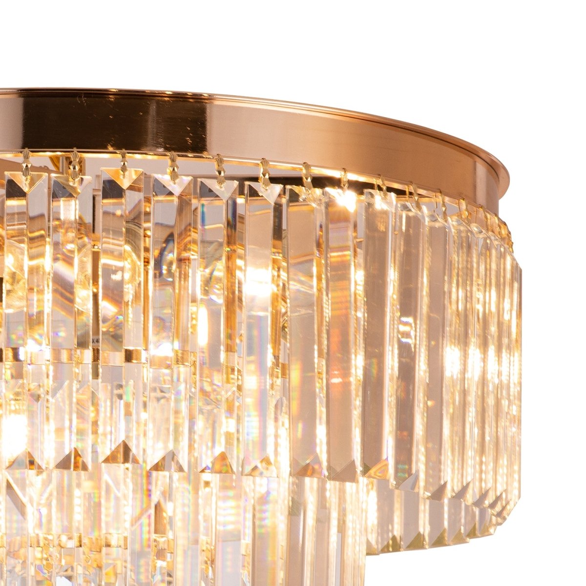 Lysekrone polaris Guld 3 - lags m.clear krystal i Ø30 cm. - Luxware DK