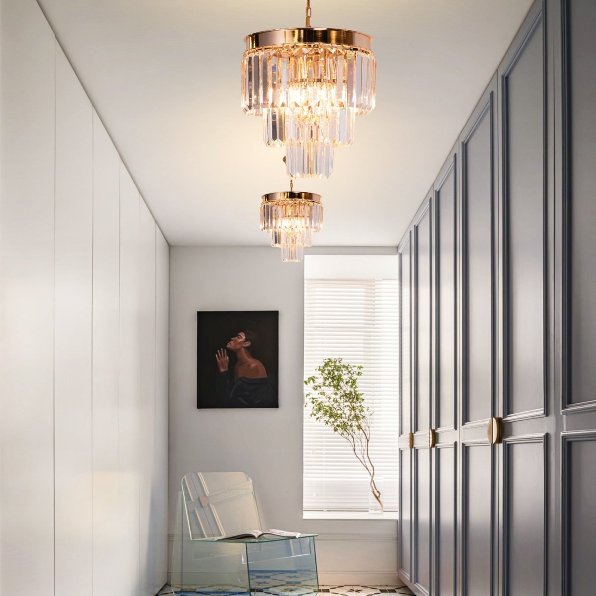 Lysekrone polaris Guld 3 - lags m.clear krystal i Ø30 cm. - Luxware DK