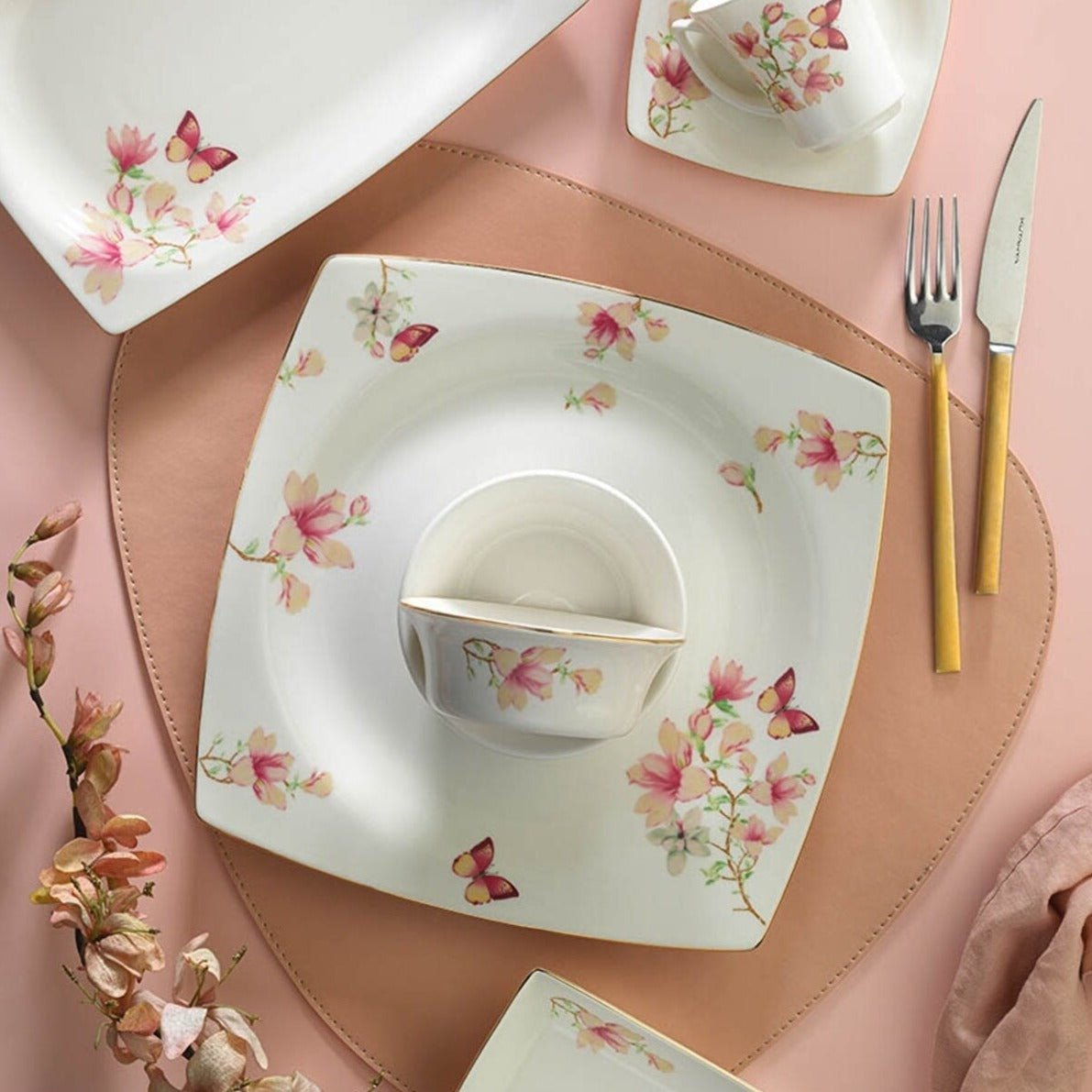 Morgenmadssæt til 6 personer Kutahya Porcelæn Bone Mare . - Luxware DK