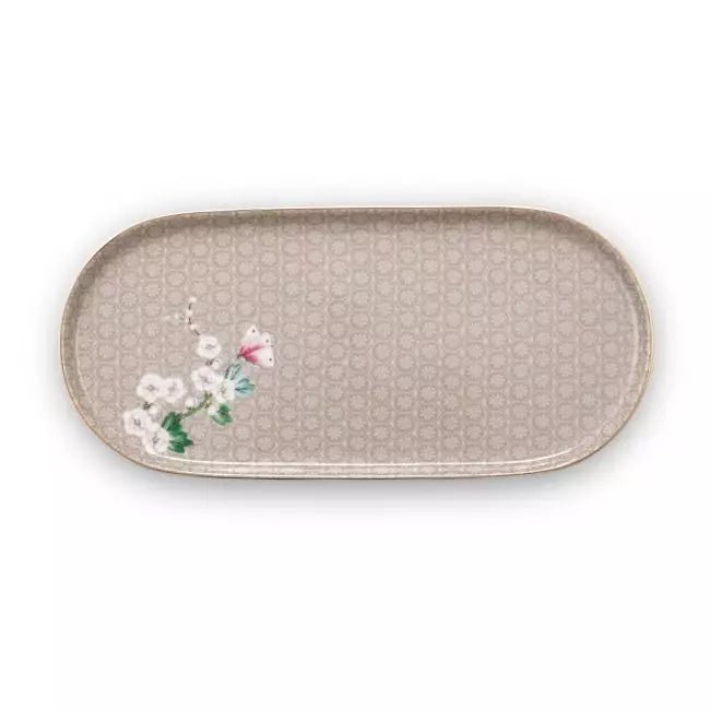 Pip Studio Blushing Birds Khaki Oval tallerken 25 cm - Luxware DK