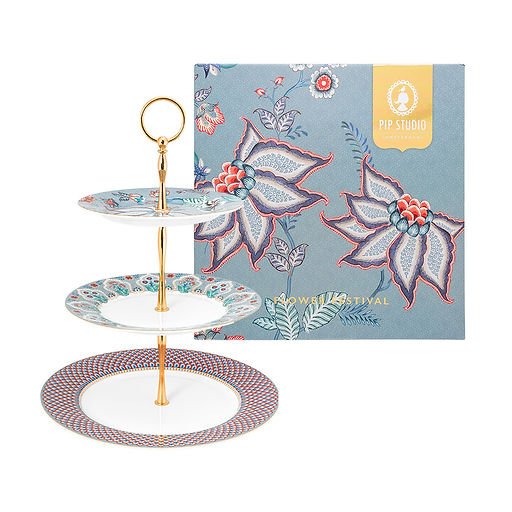 Pip Studio kagestativ 3 lag Flower Festival 26,5 - 21 - 17 cm - Luxware DK