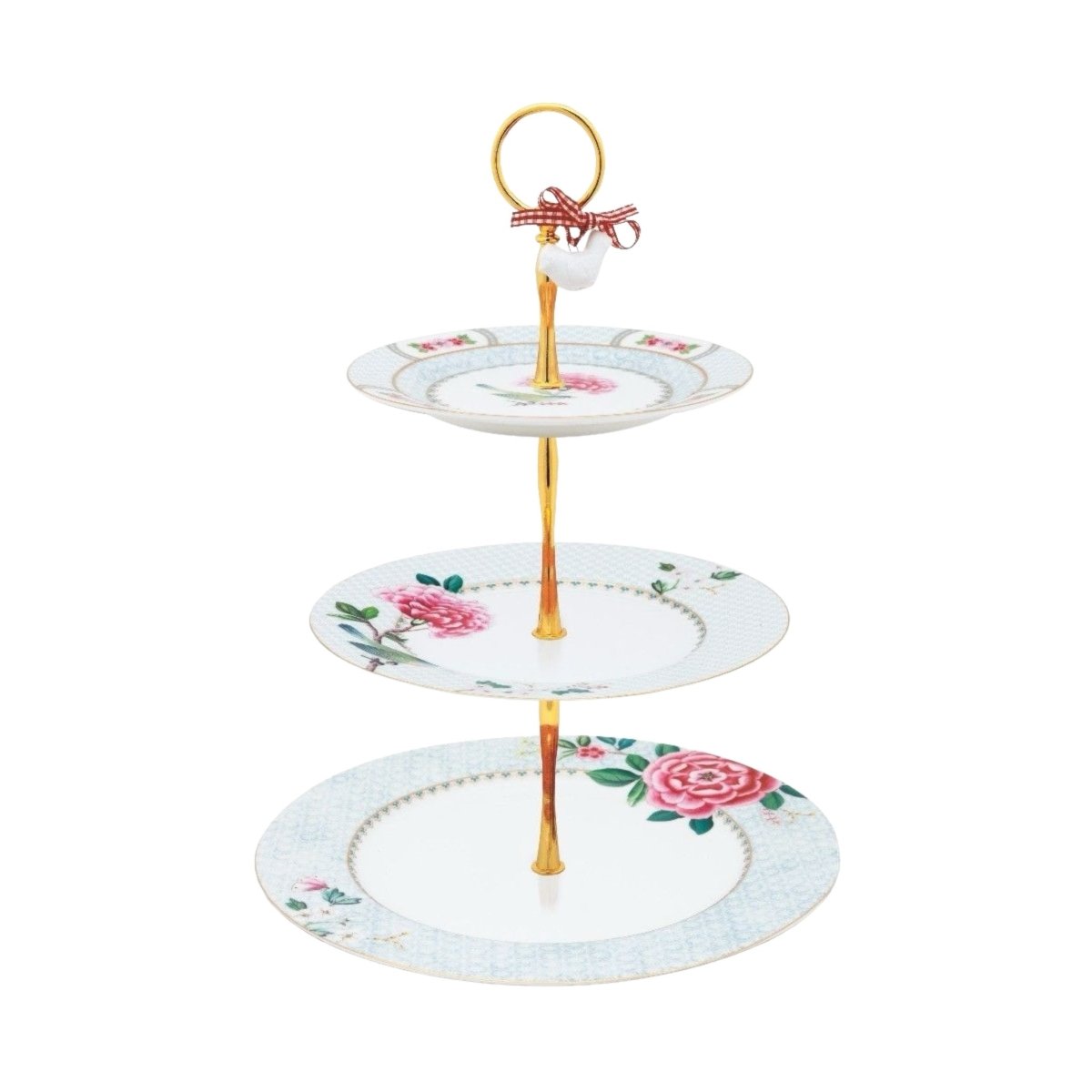 Pip Studio kagestativ 3/lag rødmende fugle hvid 17 - 21 - 26,5 cm - Luxware DK