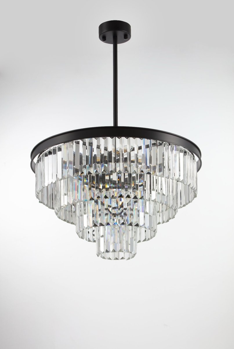 Polaris 4 - Sort krans m. klar krystal K9 i 60 cm. - Luxware DK