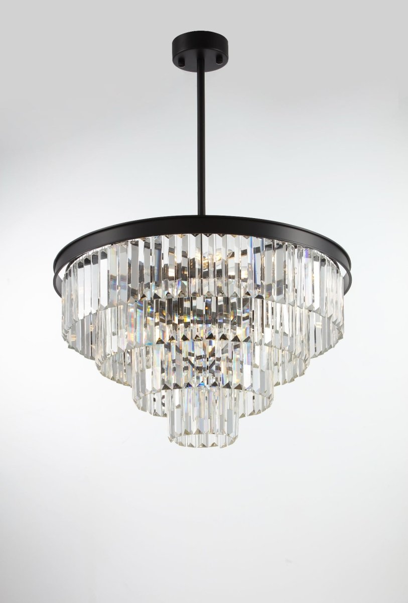 Polaris 4 - Sort krans m. klar krystal K9 i 60 cm. - Luxware DK