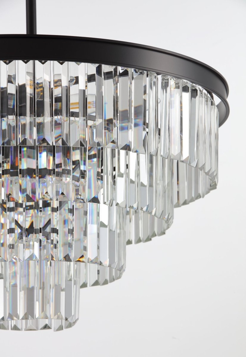 Polaris 4 - Sort krans m. klar krystal K9 i 60 cm. - Luxware DK