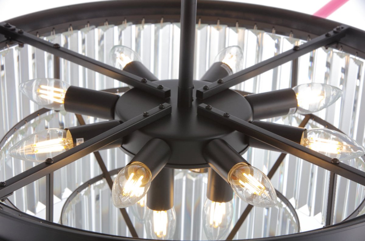 Polaris 4 - Sort krans m. klar krystal K9 i 60 cm. - Luxware DK