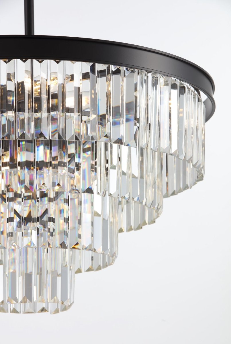 Polaris 4 - Sort krans m. klar krystal K9 i 60 cm. - Luxware DK