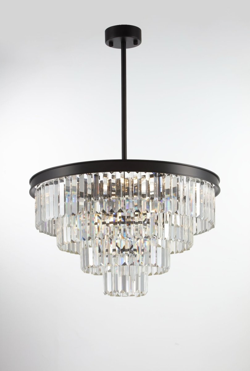 Polaris 4 - Sort krans m. klar krystal K9 i 60 cm. - Luxware DK