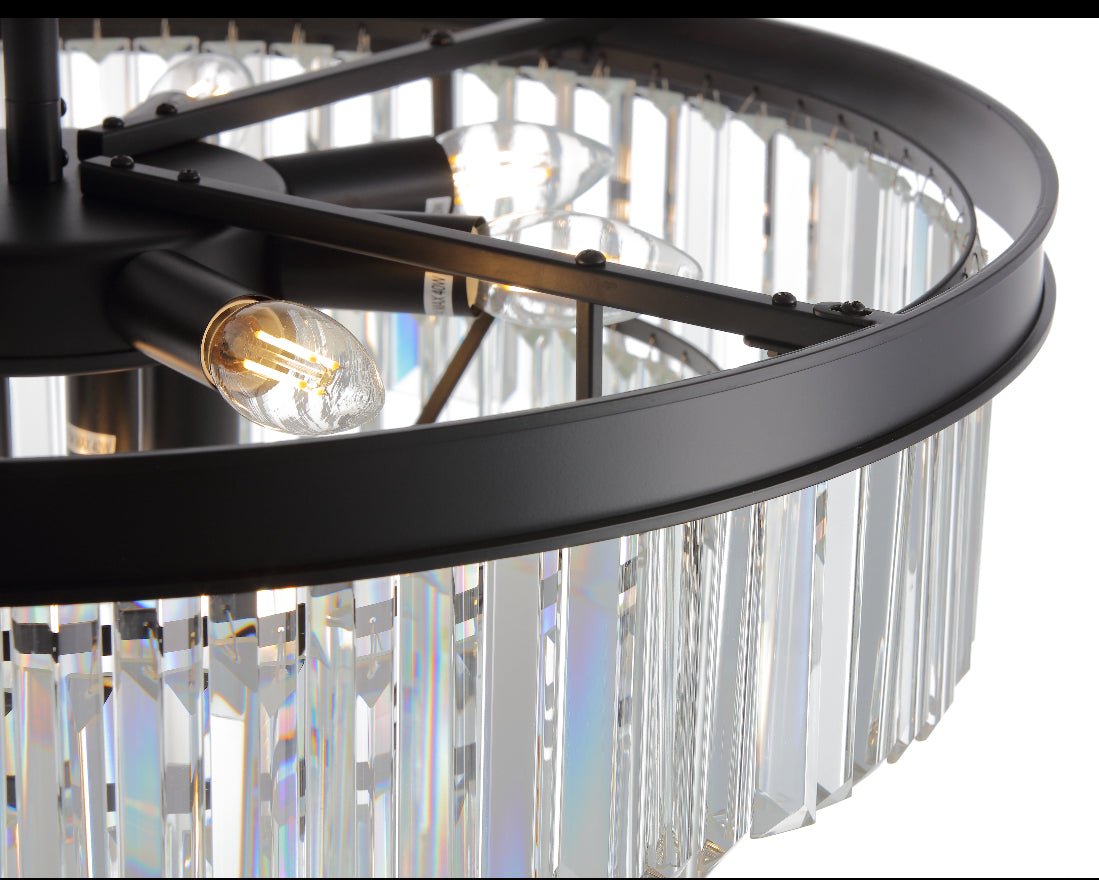 Polaris 4 - Sort krans m. klar krystal K9 i 60 cm. - Luxware DK