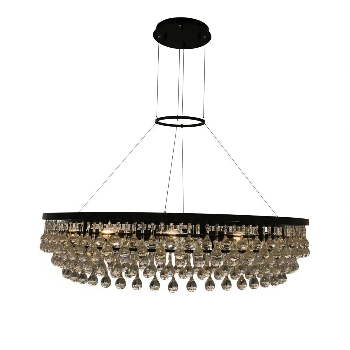 Raindrop Lysekrone 100 cm sort med klar krystal - Luxware DK