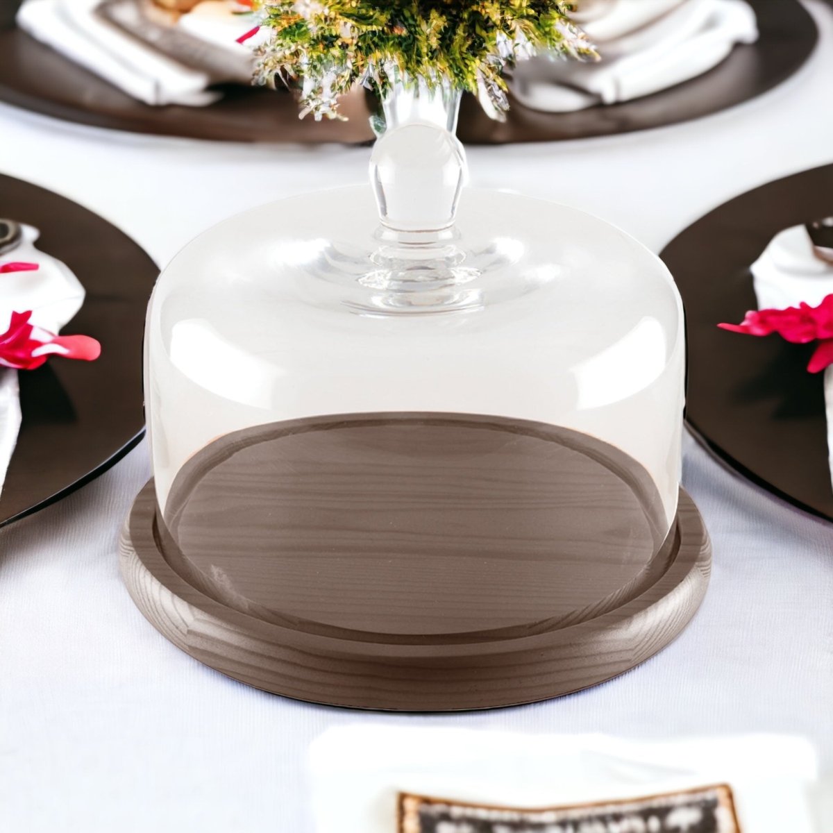 Serveringsfad med låg, klart glas, 22x16cm. Klokke design - Luxware DK