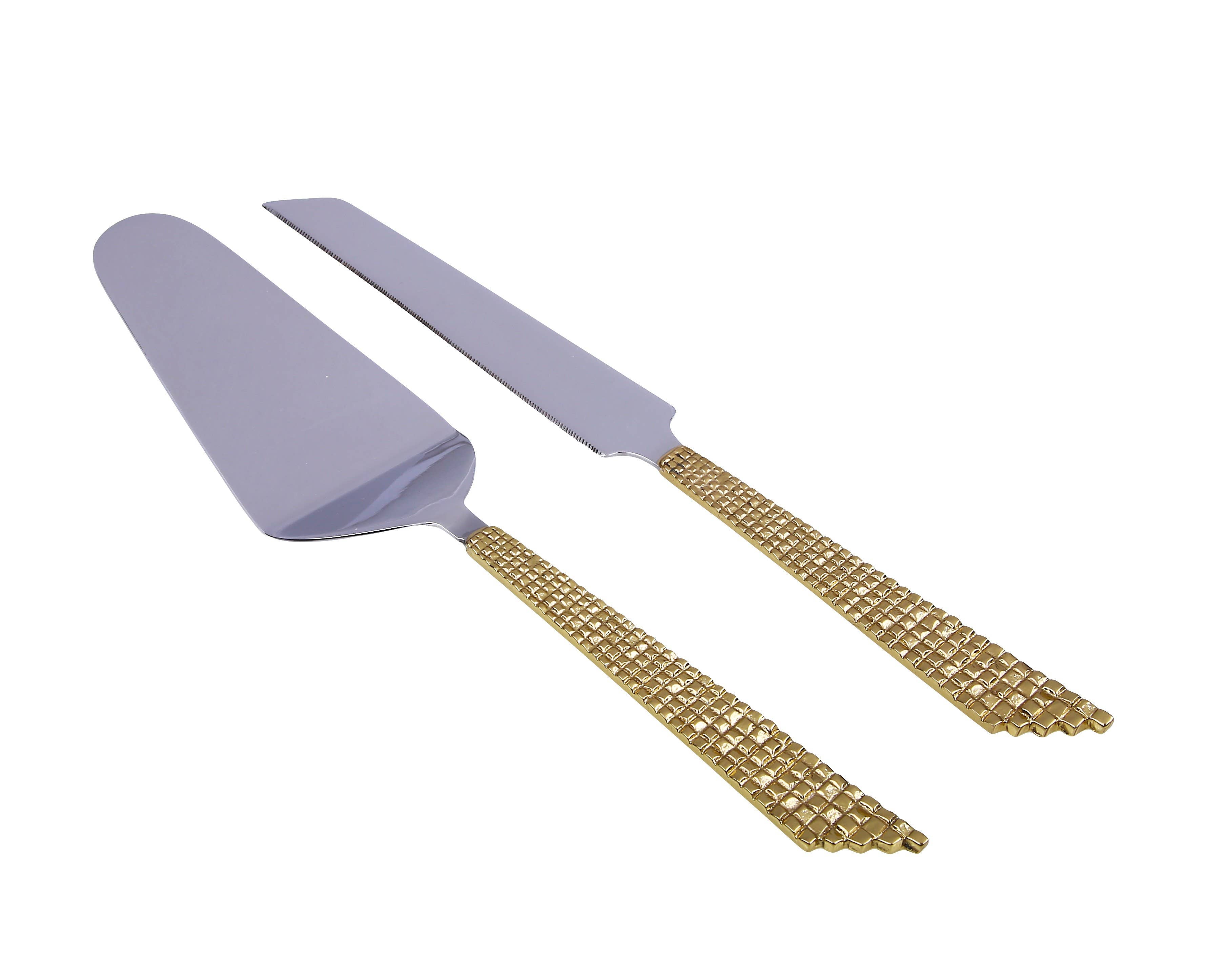 Sæt med 2 kageserveringsknive - guld/nikkel - luxware-dk.myshopify.com