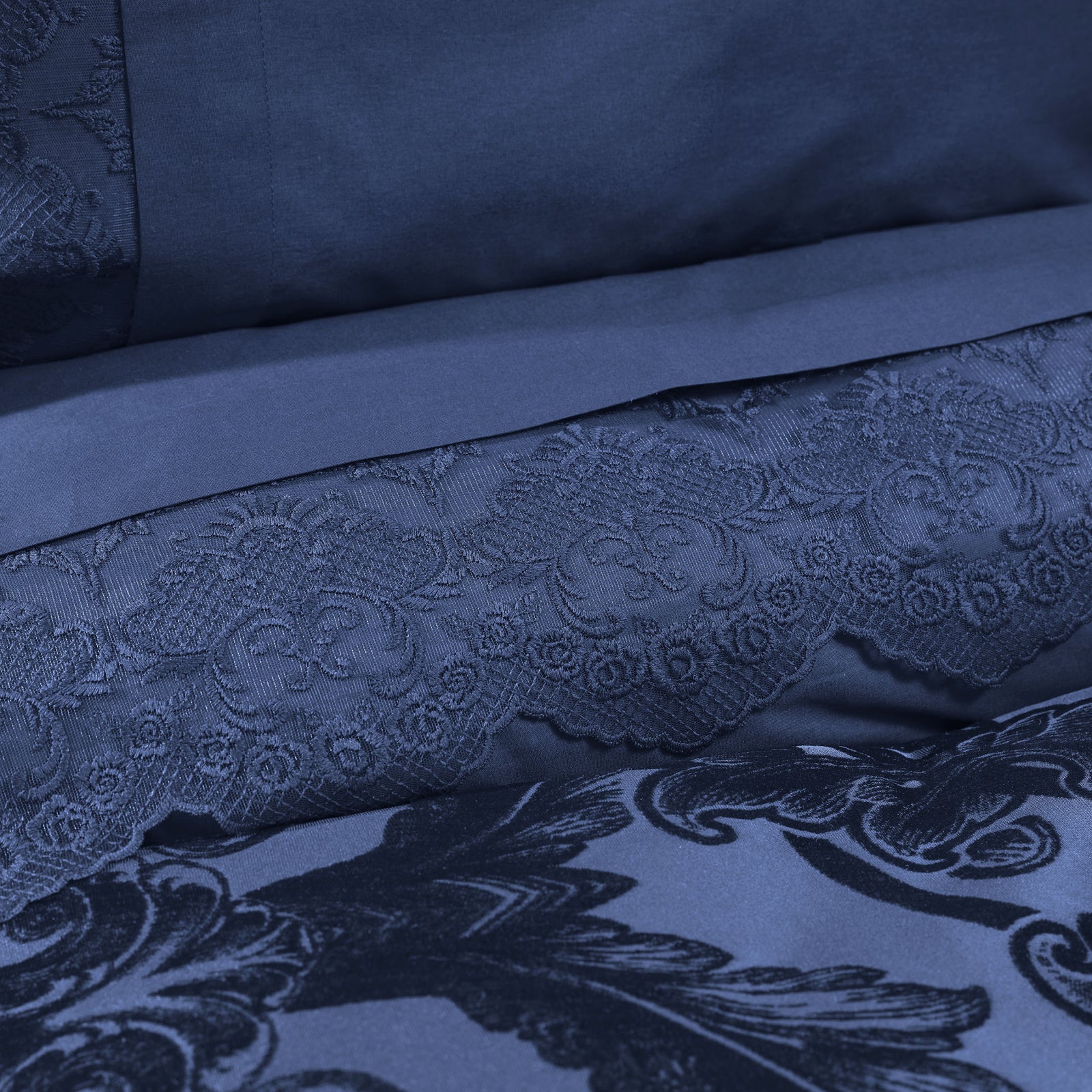 Karaca Home Valeria Best Navy Blue 8 dele Dobbelt sengesæt - luxware-dk.myshopify.com