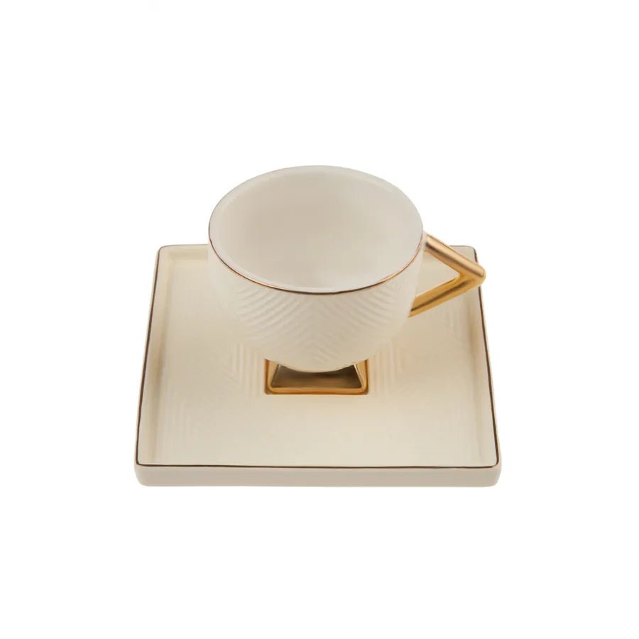 Espressokopper 90 ML. Karaca Art Deco Beige 4 dele til 2 personer - Luxware DK