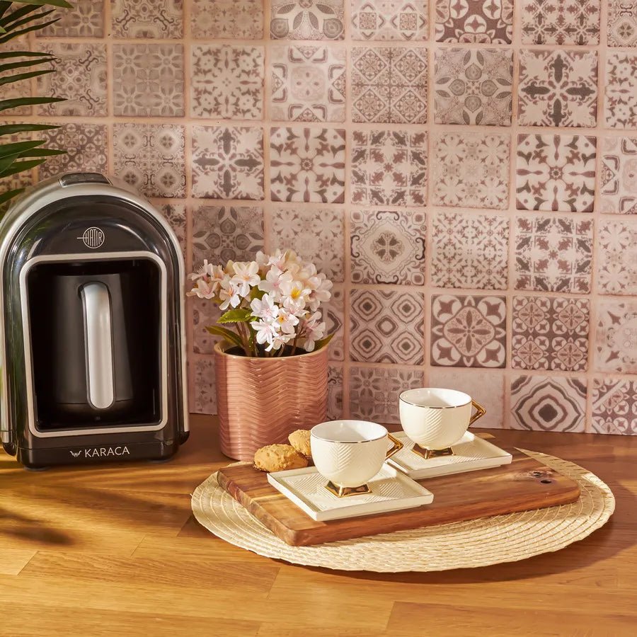 Espressokopper 90 ML. Karaca Art Deco Beige 4 dele til 2 personer - Luxware DK