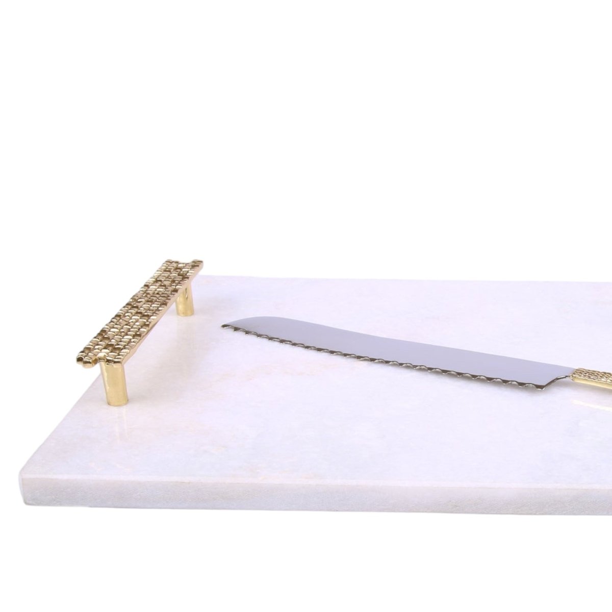 Hvid Marble Bakke med Mosaic Håndtag - Luxware DK