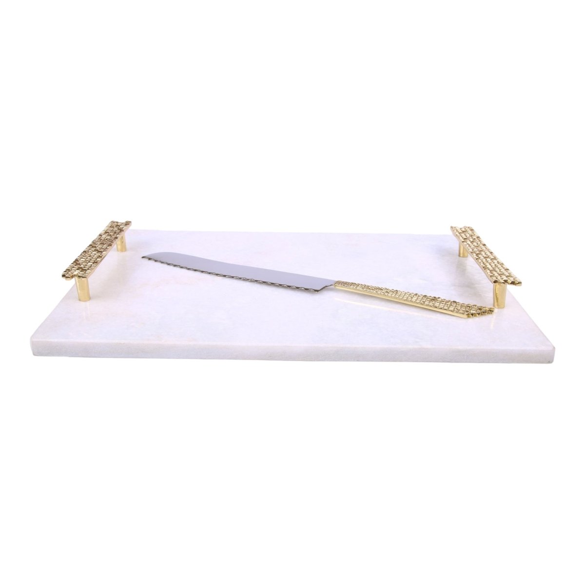 Hvid Marble Bakke med Mosaic Håndtag - Luxware DK