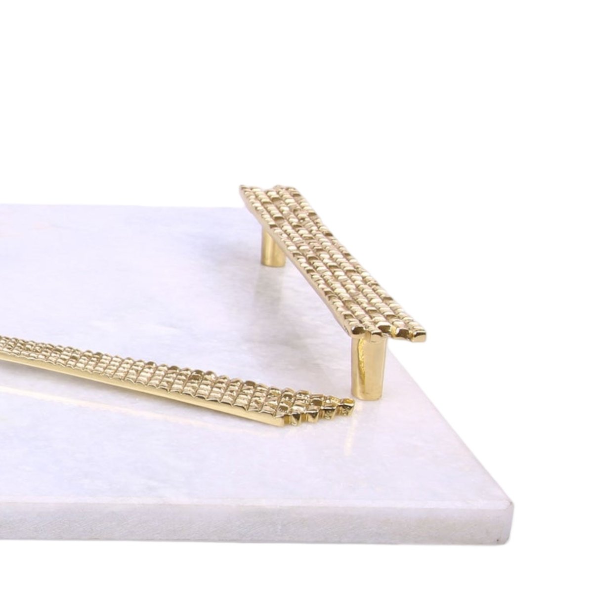 Hvid Marble Bakke med Mosaic Håndtag - Luxware DK