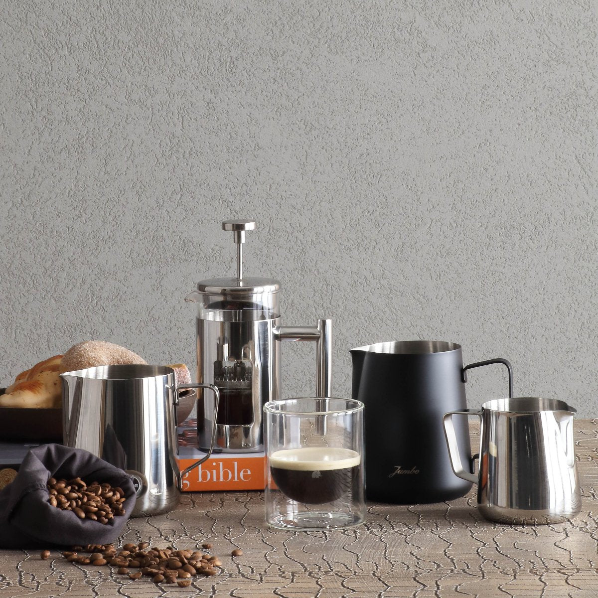 Jumbo Venti sort stål mælkepotte 700 ml - Luxware DK