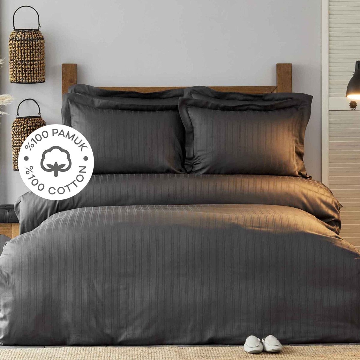 Karaca Home Charm Bold Antracit 3 dele Enkelt Sengesæt - Luxware DK