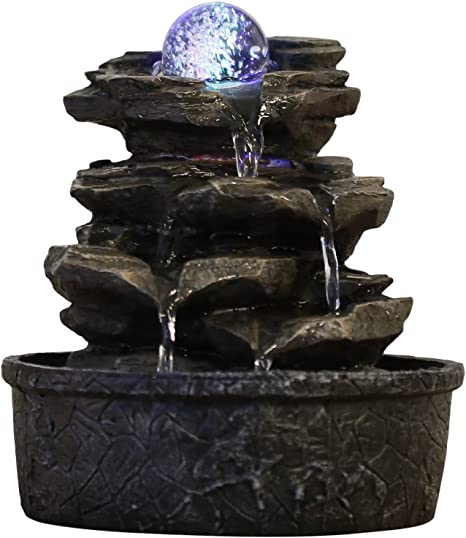 indendørs fontæne med LED-lys polyresin - luxware-dk.myshopify.com