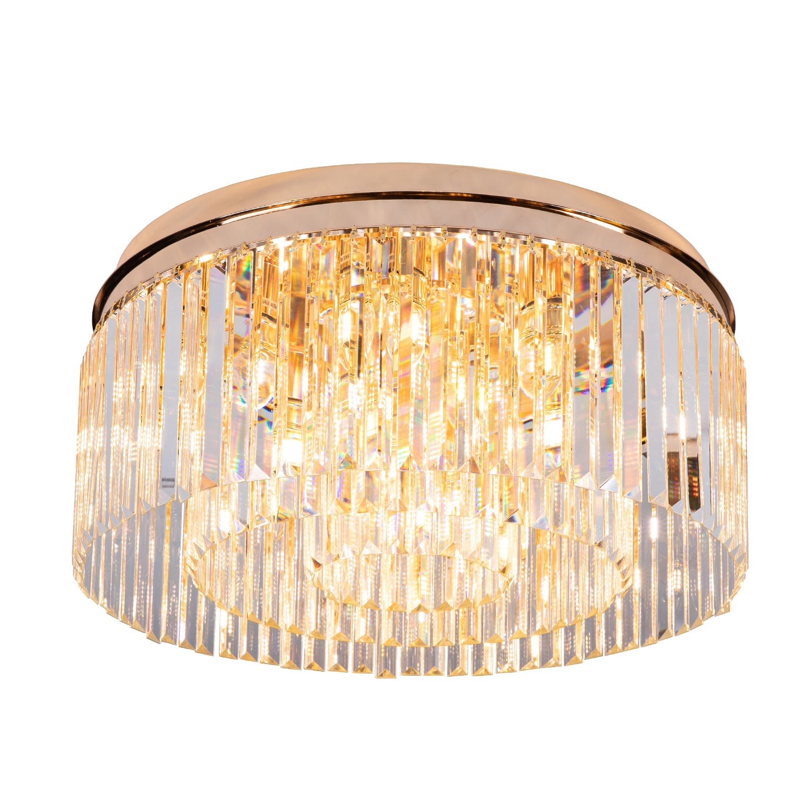 Krystal Ceiling lamp Luxware Polaris Gold wreath with Clear crystal Ø60 cm.