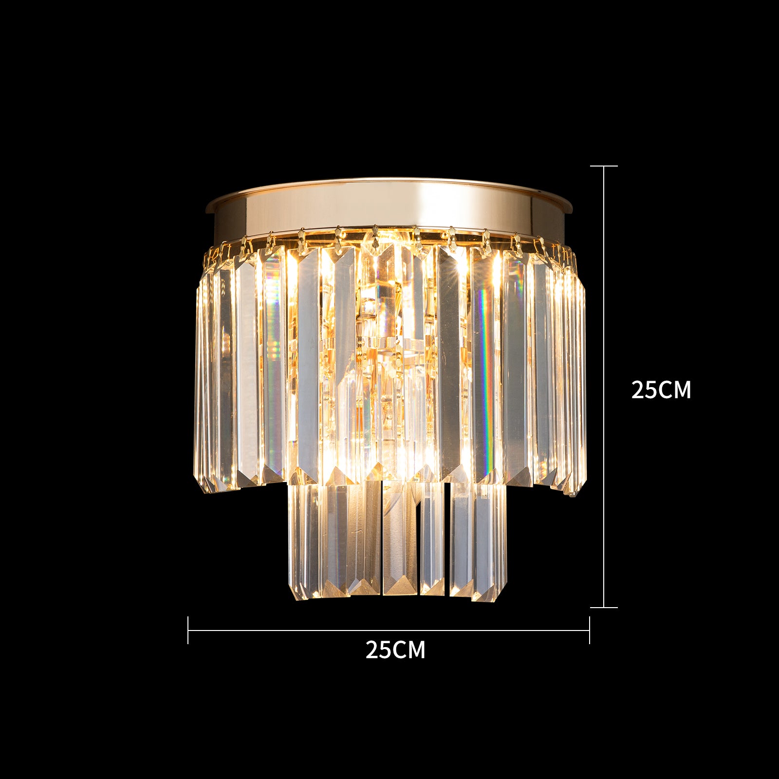 Luxware Polaris Gold Clear væglampe 25x25 cm