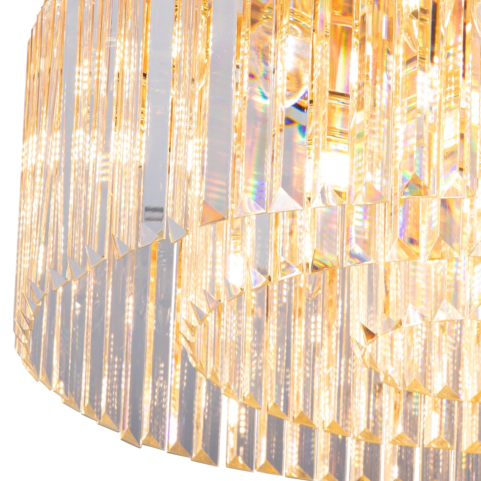 Krystal Loftlampe Luxware polaris  Guld Krans m. Clear krystal Ø40X27 cm.