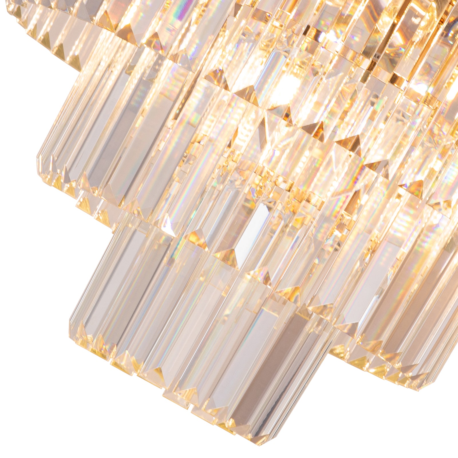 Crystal Chandelier Luxware polaris 3-layer Gold Wreath with clear crystal in Ø30 cm. 