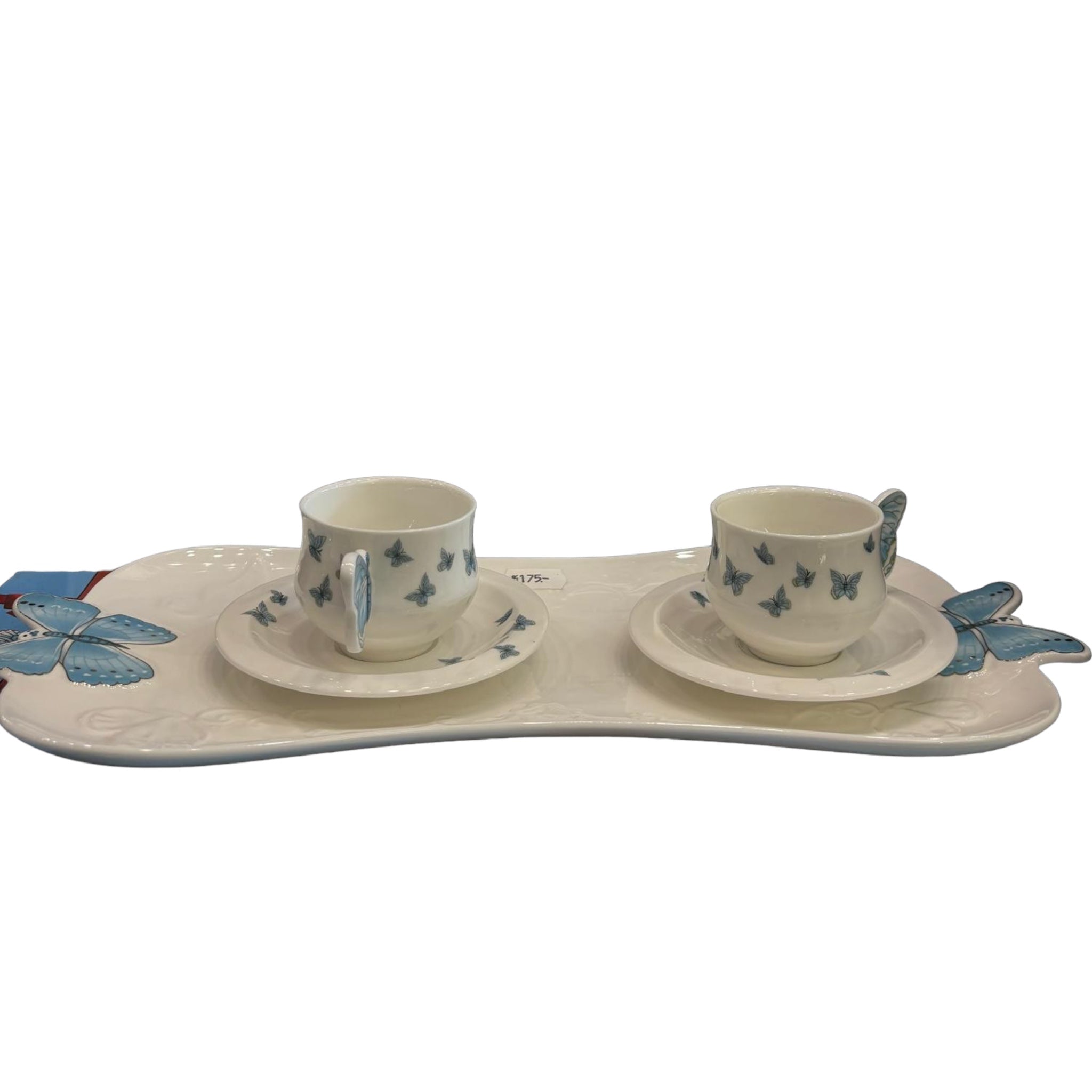 Espresso 9cl Coffee serving set Butterfly Blue for 2 people 7 parts