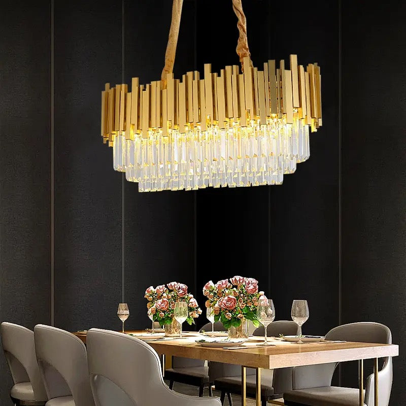 Luxware Prison Gold Crystal chandelier Oval 95x30 cm